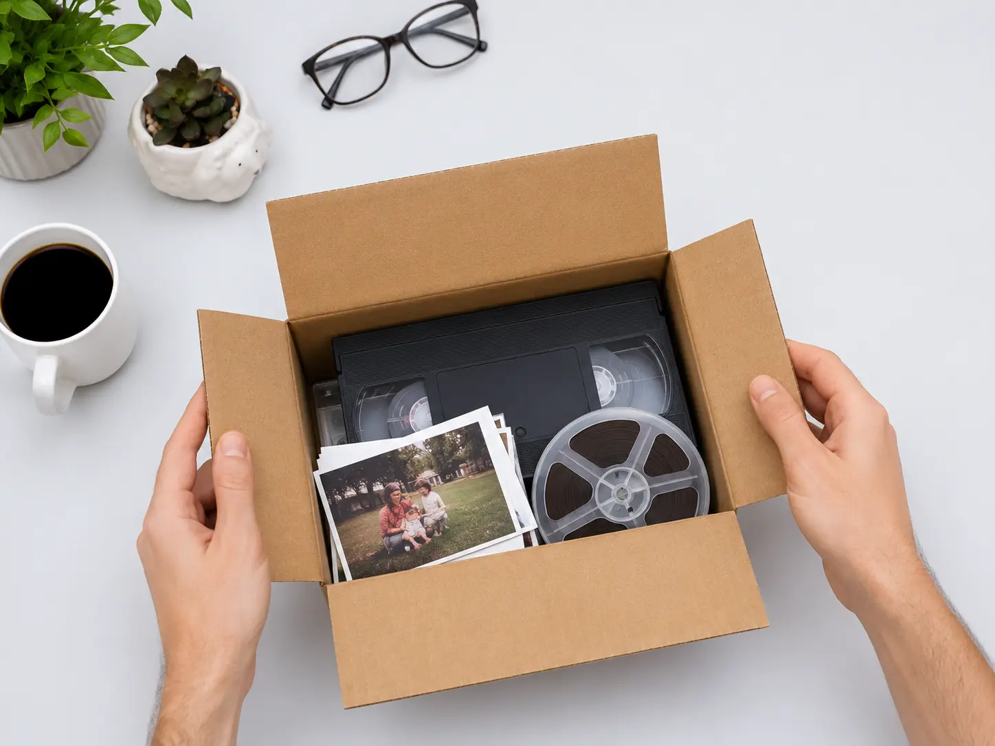 Packing VHS tapes into a box